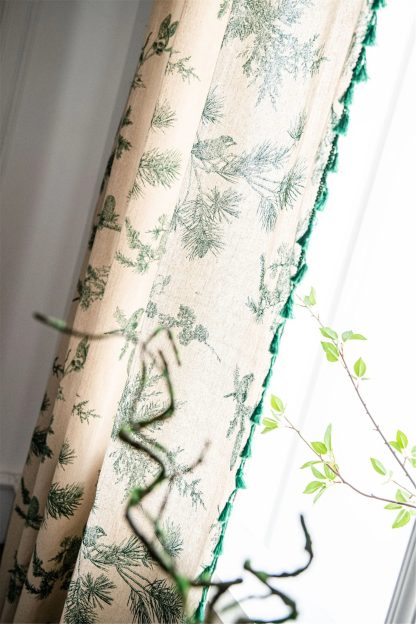 Fresh green plant print curtains - Image 4