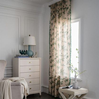 Fresh green plant print curtains - Image 3
