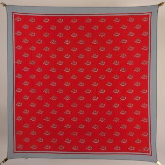 Red and grey contrasting print small square scarf