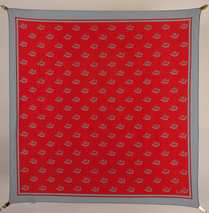 Red and grey contrasting print small square scarf