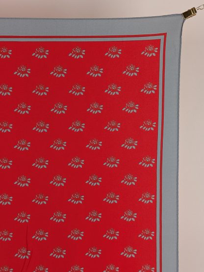 Red and grey contrasting print small square scarf - Image 4