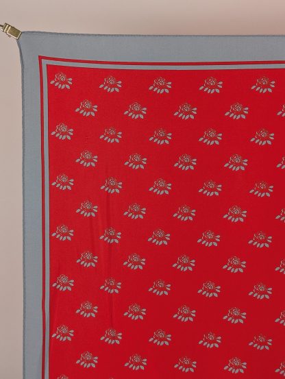 Red and grey contrasting print small square scarf - Image 3