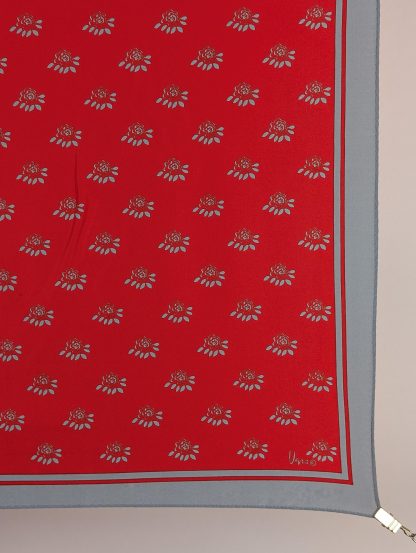 Red and grey contrasting print small square scarf - Image 2