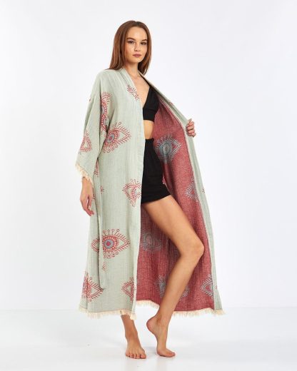 Bohemian Printed Tie-Drape Bathrobe - Image 7