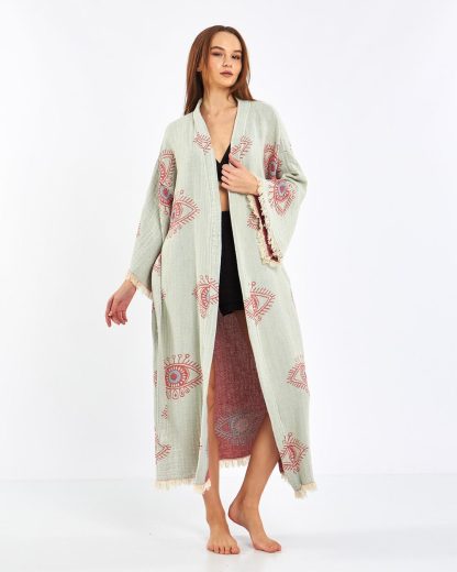 Bohemian Printed Tie-Drape Bathrobe - Image 6