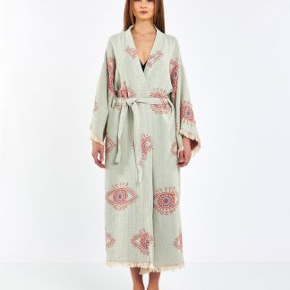 Bohemian Printed Tie-Drape Bathrobe