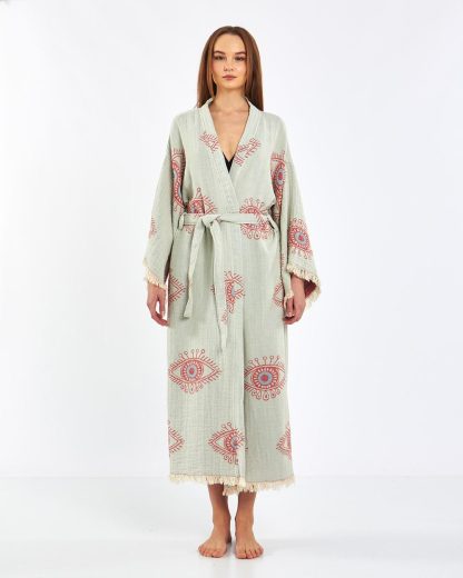 Bohemian Printed Tie-Drape Bathrobe