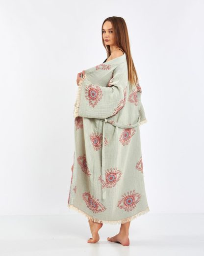 Bohemian Printed Tie-Drape Bathrobe - Image 4