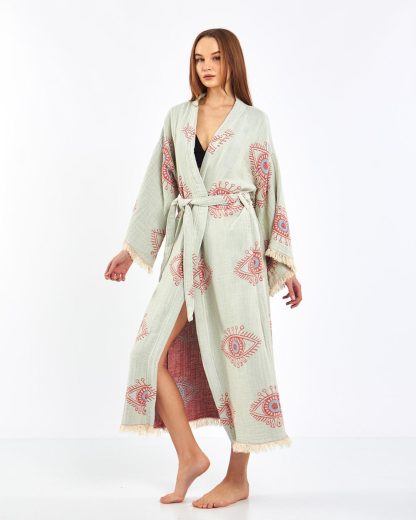 Bohemian Printed Tie-Drape Bathrobe - Image 3