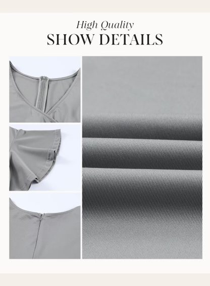 Elegant Deep V Neck Flying Sleeve Waist Dress - Image 6