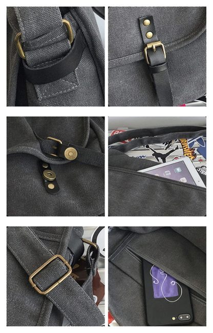 Dark Grey Canvas Work Shoulder Bag - Image 6