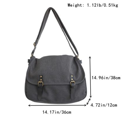 Dark Grey Canvas Work Shoulder Bag - Image 3