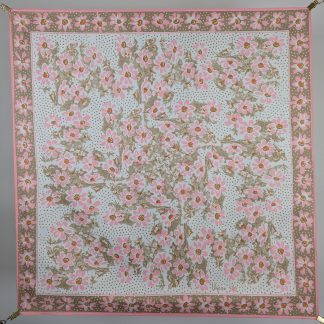 Pastoral style floral silk small square scarf