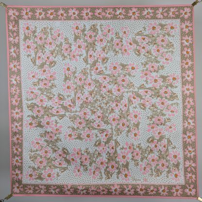 Pastoral style floral silk small square scarf