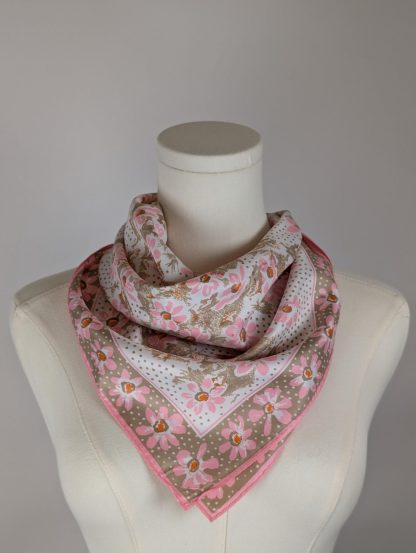 Pastoral style floral silk small square scarf - Image 6