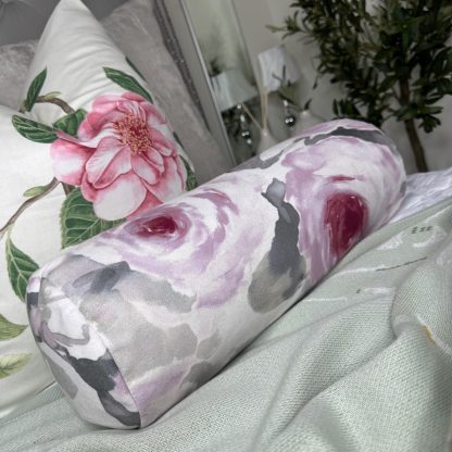 Ink Rose Cylindrical Pillow
