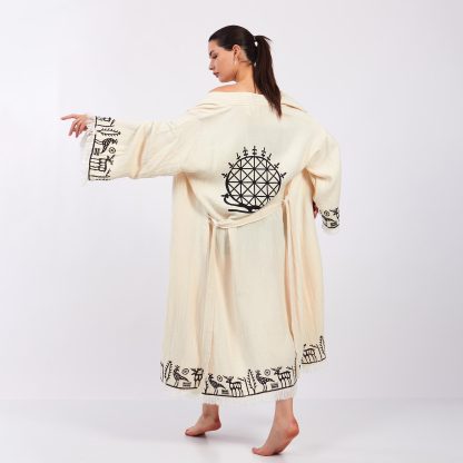 Vintage Totem Embroidery Long Cardigan Bathrobe - Image 7