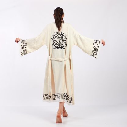 Vintage Totem Embroidery Long Cardigan Bathrobe - Image 5