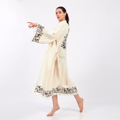 Vintage Totem Embroidery Long Cardigan Bathrobe - Image 4
