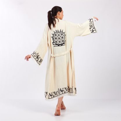 Vintage Totem Embroidery Long Cardigan Bathrobe - Image 3