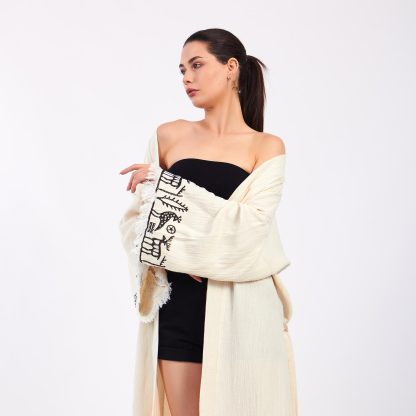 Vintage Totem Embroidery Long Cardigan Bathrobe - Image 2