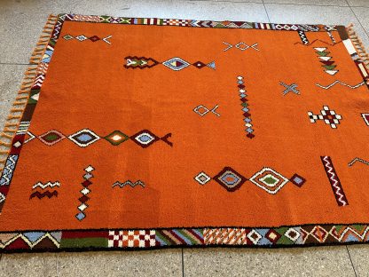 Warm orange ethnic style handmade carpet - Image 4