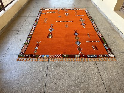Warm orange ethnic style handmade carpet - Image 2