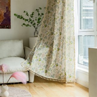 Forest style floral tassel curtains