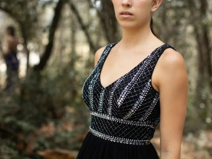 Black mesh beaded dress - Image 2