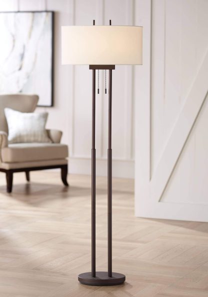 Simple modern double pole floor lamp