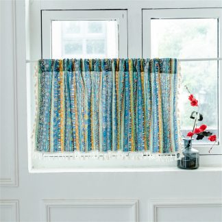 Bohemian striped short curtains