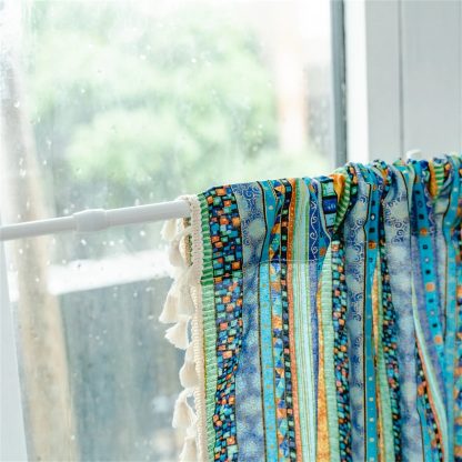 Bohemian striped short curtains - Image 3