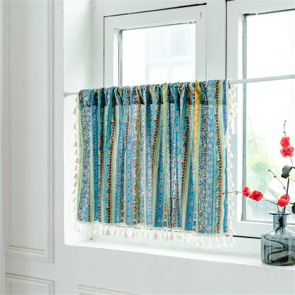 Bohemian striped short curtains - Image 2