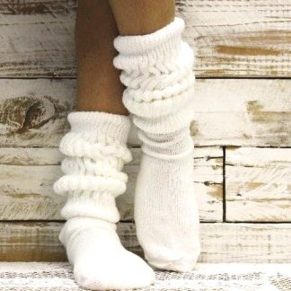 White pile socks