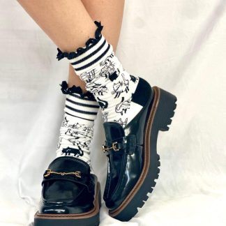 Meow Fun Lace Stacked Socks
