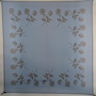 Blue and black rose silk scarf