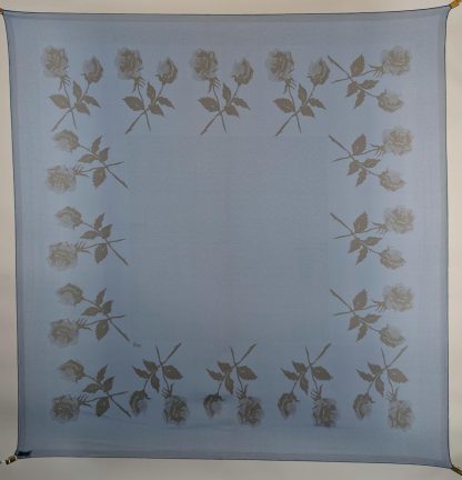Blue and black rose silk scarf