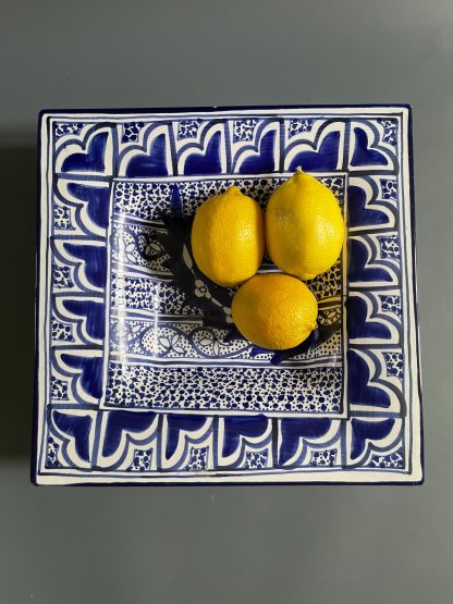 Exotic blue and white square plate - Image 6