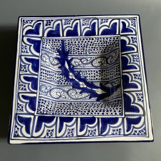 Exotic blue and white square plate