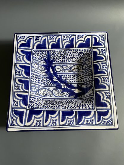 Exotic blue and white square plate