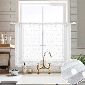 Fur ball polka dot short curtain