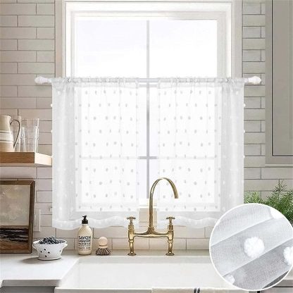 Fur ball polka dot short curtain