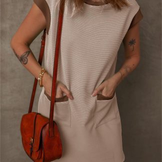 Retro contrast knitted dress