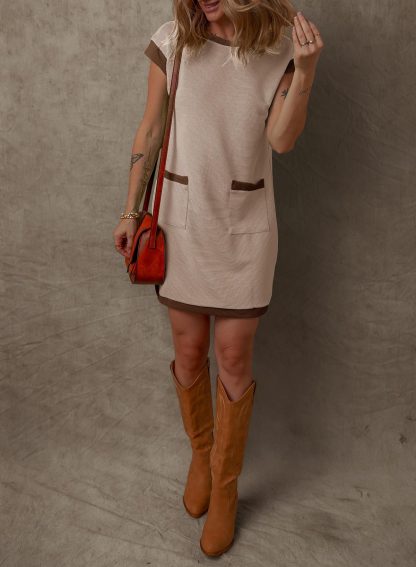 Retro contrast knitted dress - Image 2