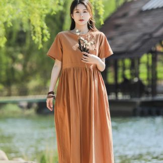 Brown and orange dress