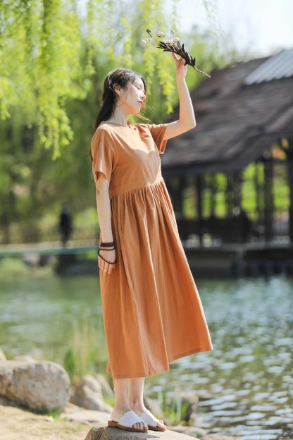 Brown and orange dress - Image 5