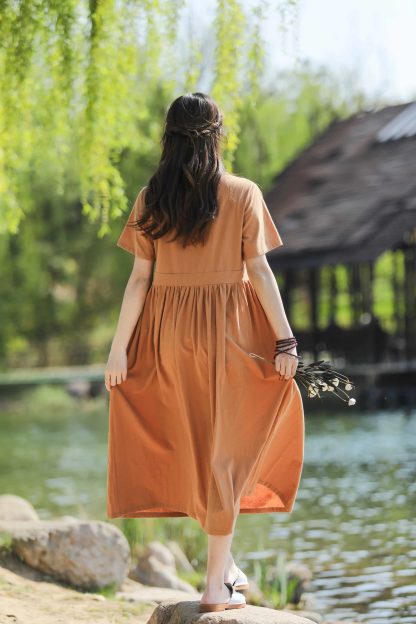Brown and orange dress - Image 4
