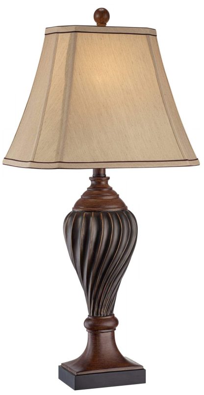 Retro two-color wooden table lamp