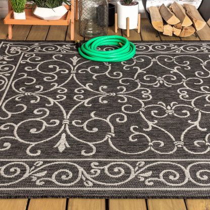 Vintage Curly Grass Pattern Outdoor Woven Rug - Image 11