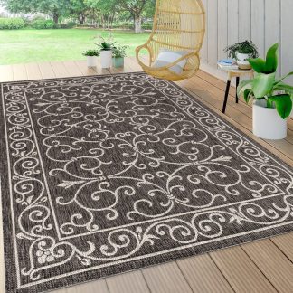 Vintage Curly Grass Pattern Outdoor Woven Rug